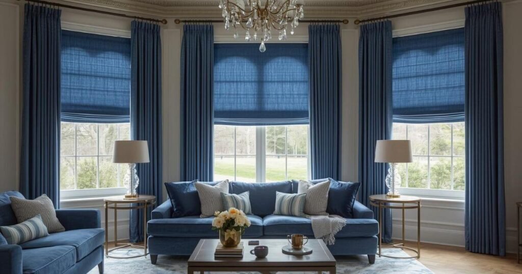 "How Many Curtain panels on modern living room window"