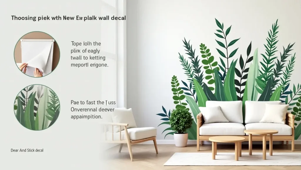 A stylish bedroom with peel and stick wall decals, demonstrating a trendy and temporary decorating solution.