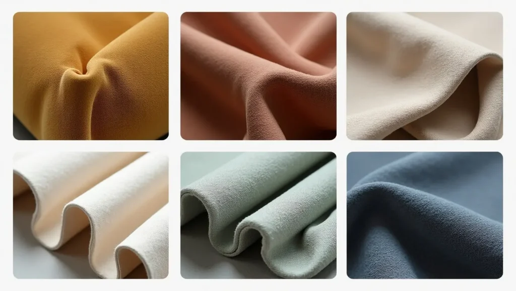 Soft microfiber fabric with a suede-like finish used in stain-resistant furniture upholstery