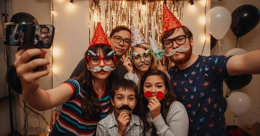 Simple birthday decoration ideas at home with DIY photo props corner