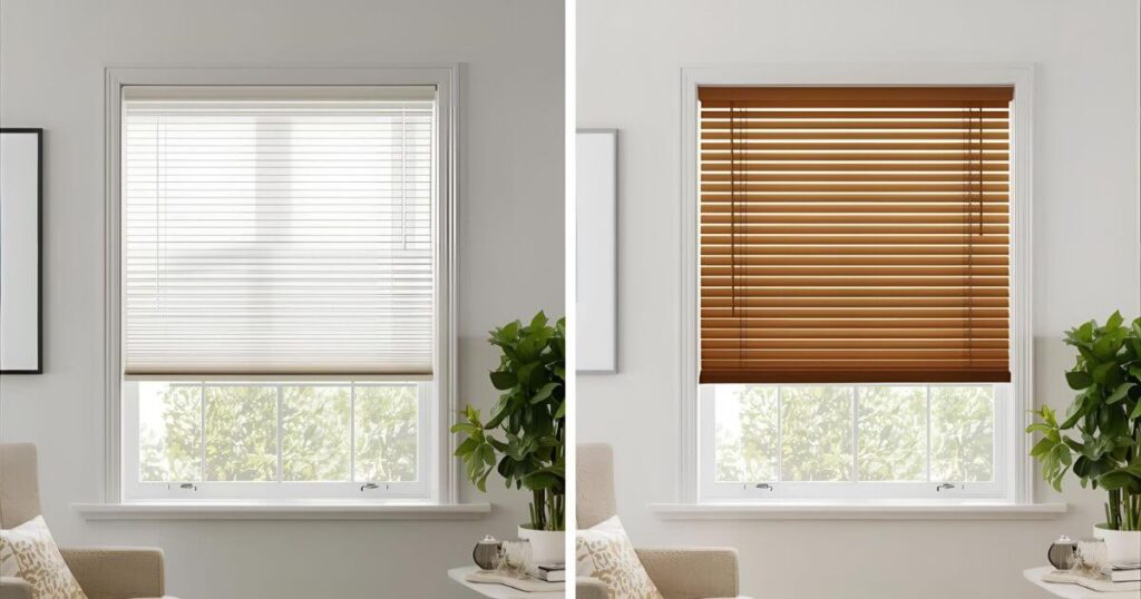 Comparison of cellular shades and blinds on two windows