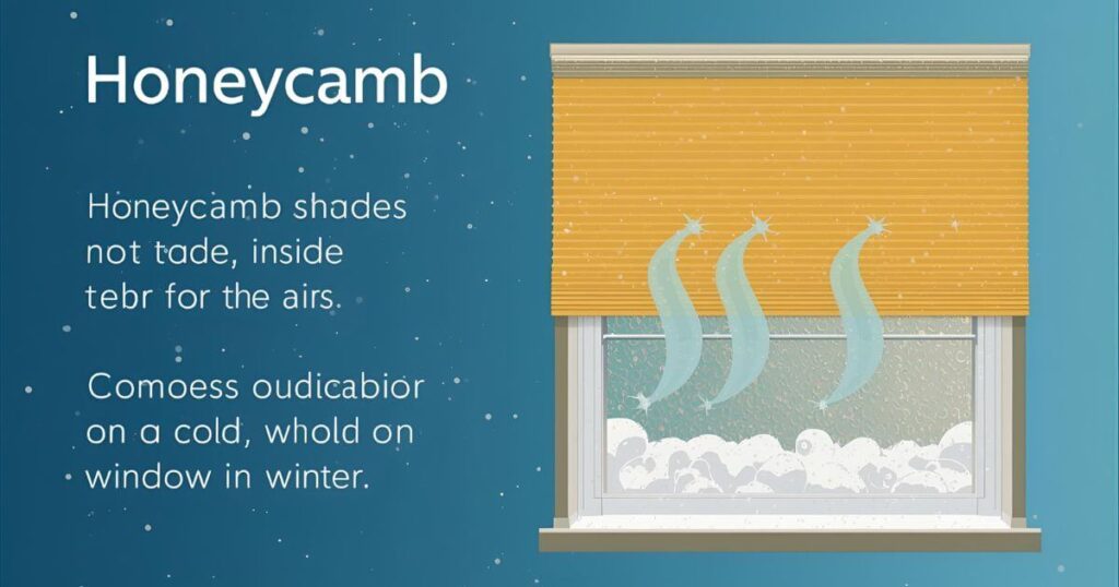 Illustration showing energy-efficiency insulation of honeycomb shades