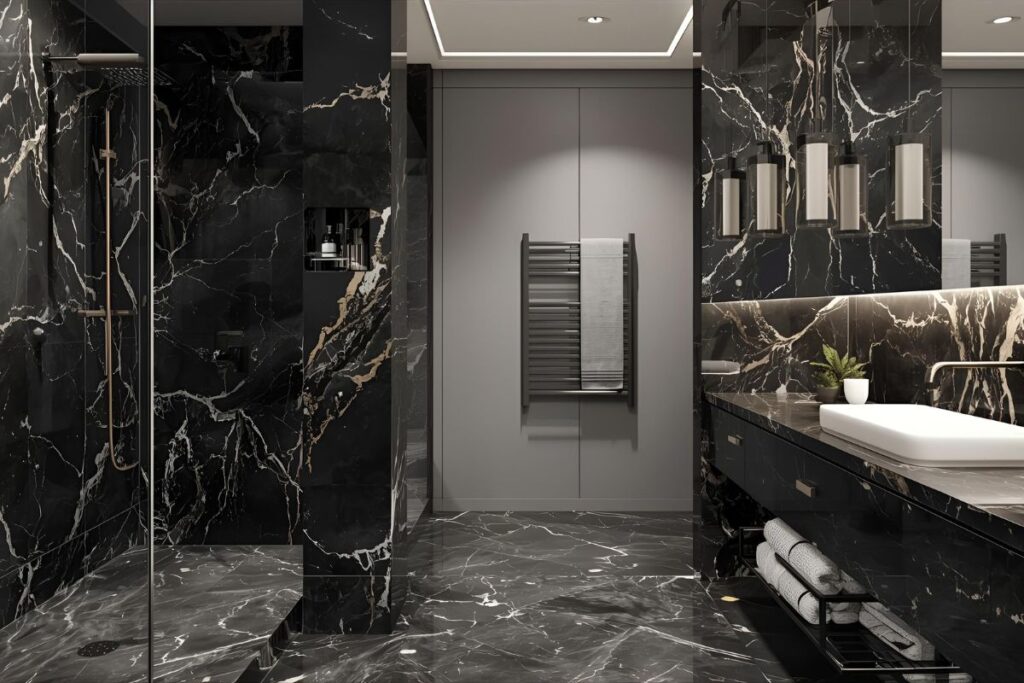 Luxury bathroom with PVC marble walls