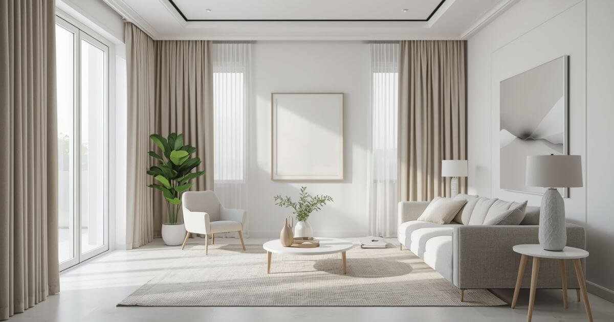 what curtains go with white walls in a modern living room
