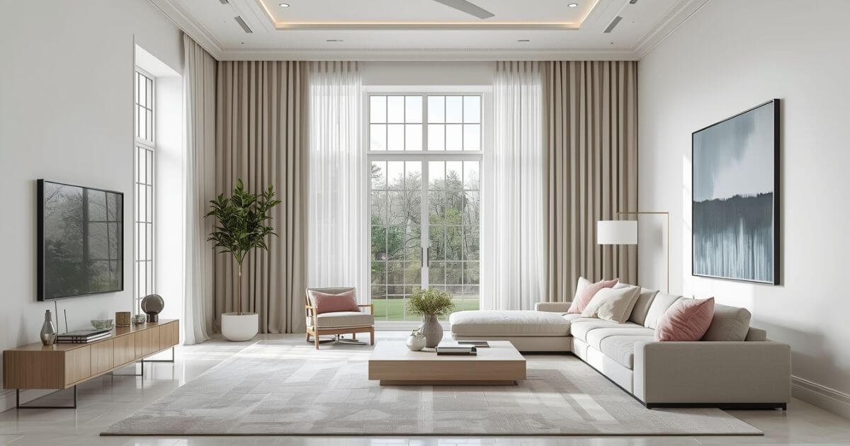 what curtains go with white walls in a modern living room