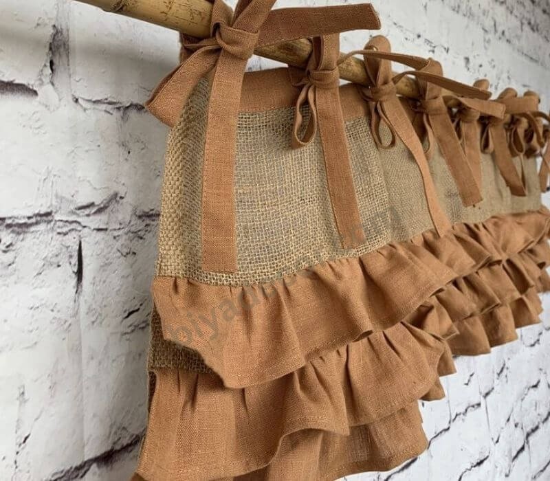 natural burlap tie top curtains