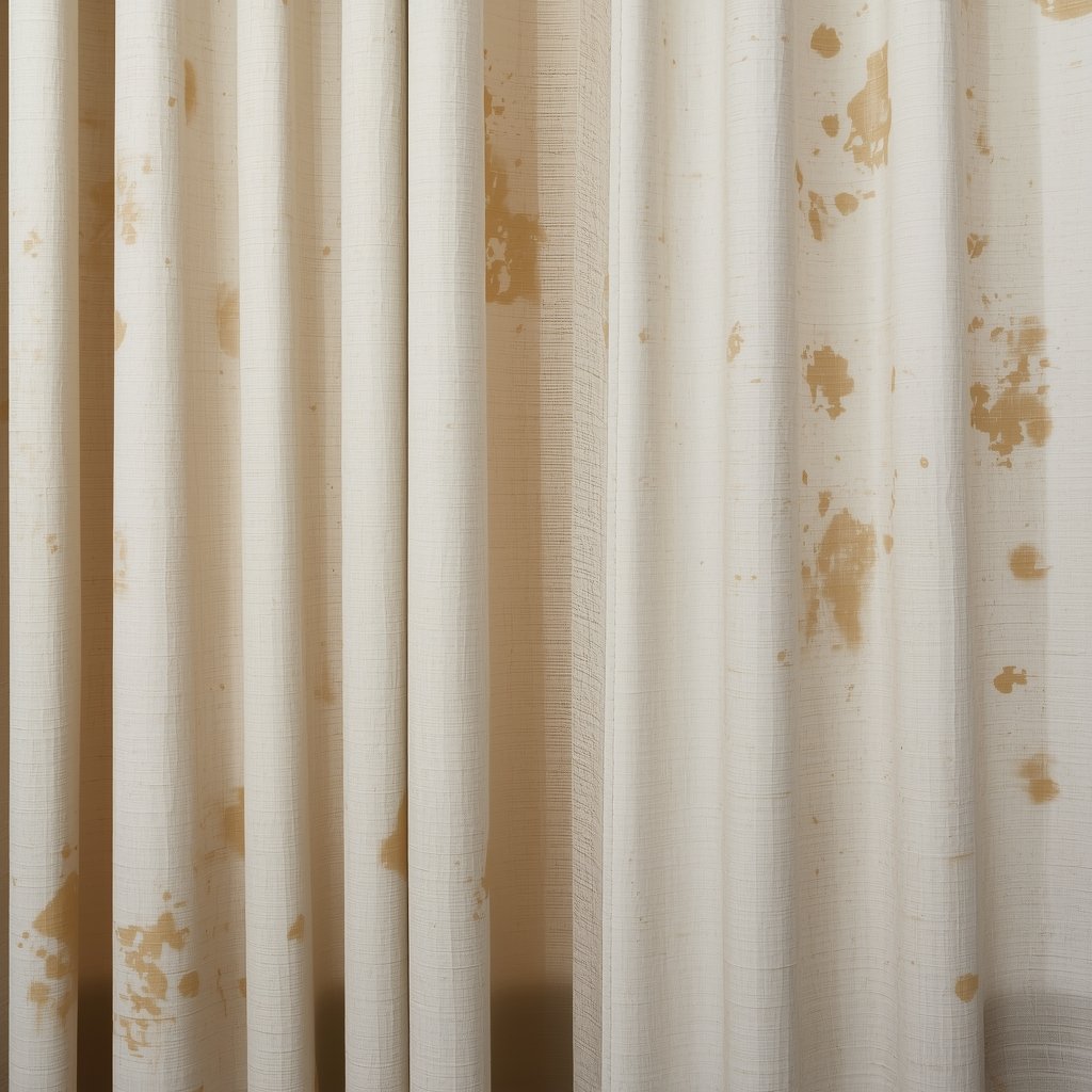 brown spots on off white curtain