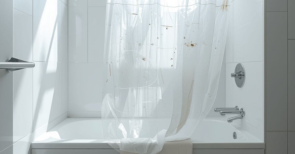 removing plastic shower curtain liner from shower rod for cleaning