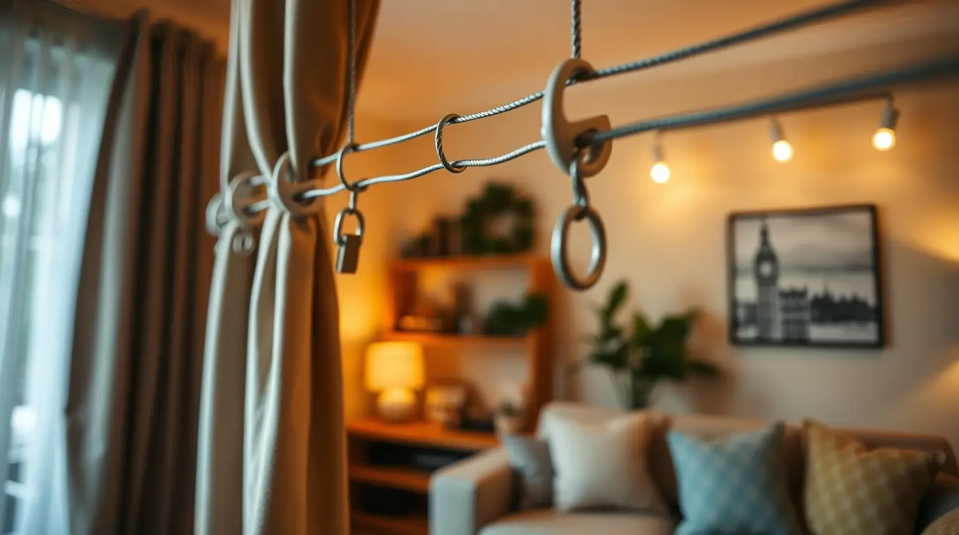 Stylish Living Room with No-Rod Curtain Hanging Solutions