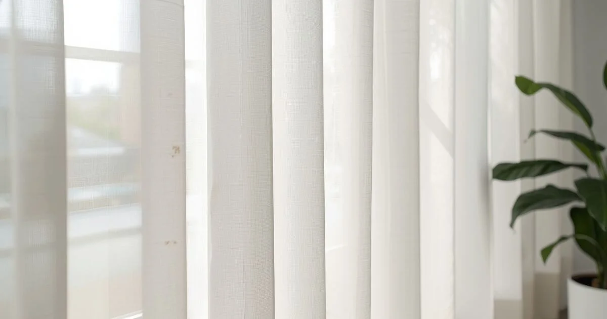 Brown spots on curtains in a bright living room