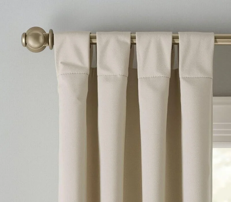 Tab top curtain heading style with sewn fabric loops